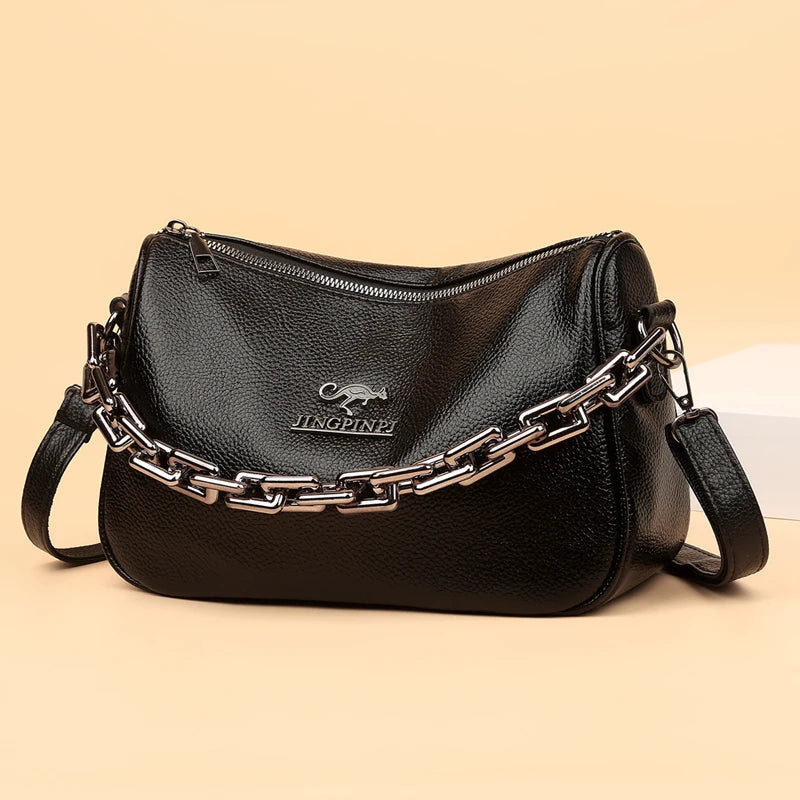 Summer Chain Handbags And Purses Female Travel Totes Solid Small PU Leather