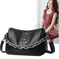 Summer Chain Handbags And Purses Female Travel Totes Solid Small PU Leather