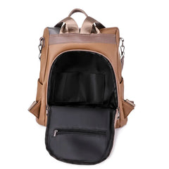 Waterproof PU Women Backpack High Capacity Travel School Bag