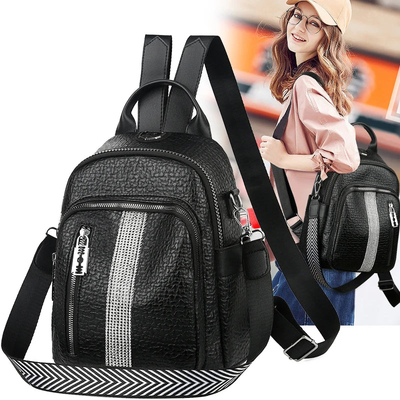 Women's Large PU Leather Backpack Handbag for Girls