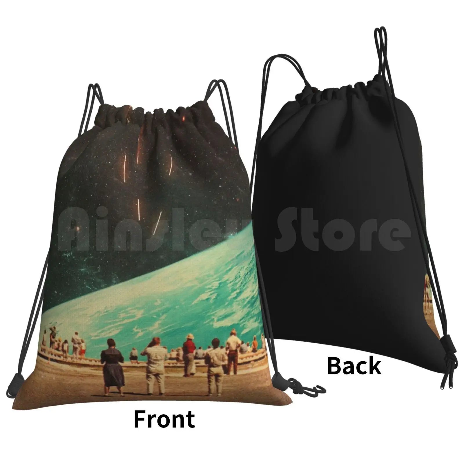 Others Backpack Drawstring Bags Gym Bag Waterproof Vintage Retro Surreal People