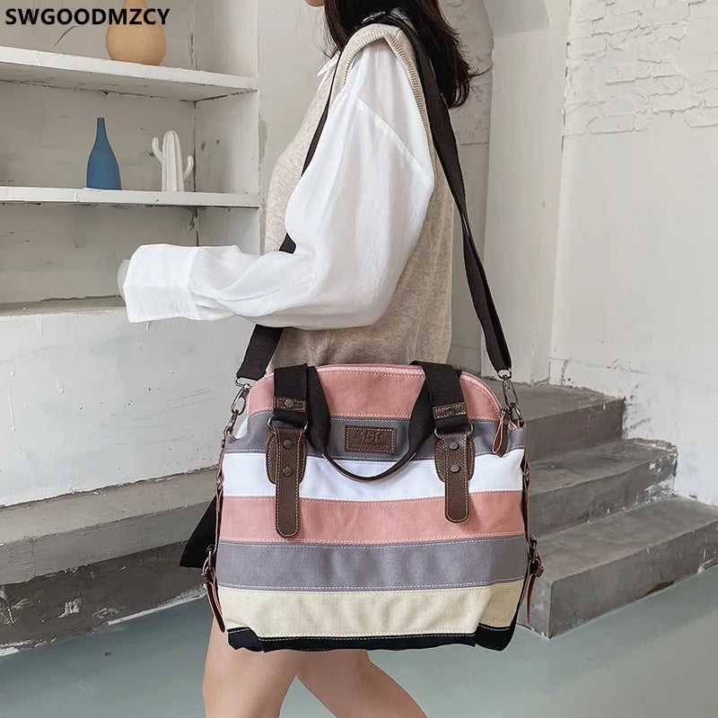 Women's Canvas Tote Crossbody Bag Vintage Handbag