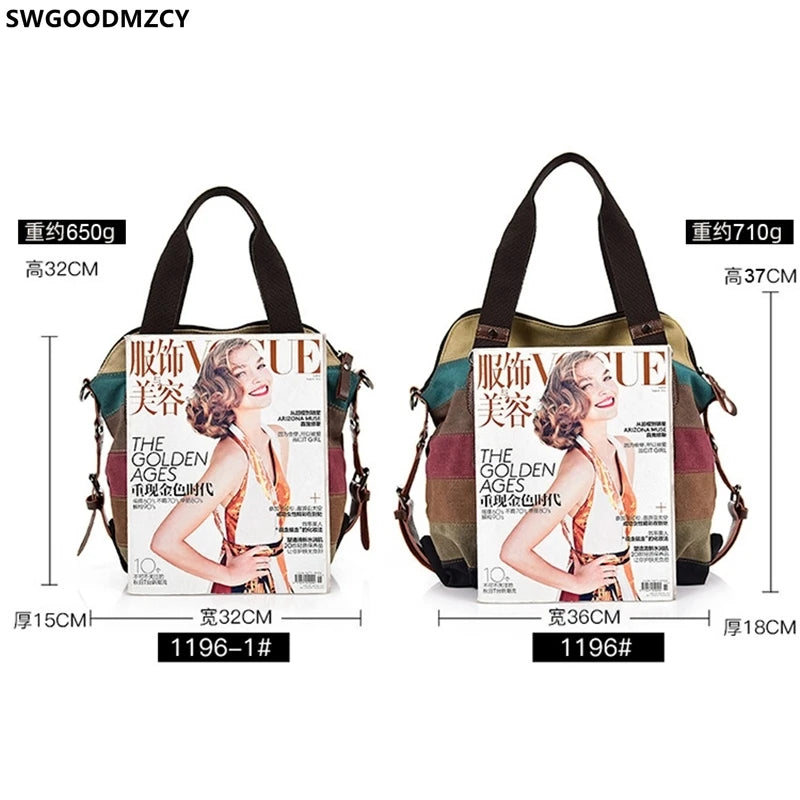 Women's Canvas Tote Crossbody Bag Vintage Handbag