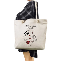 Thick Rope Tote Bags with Lips Print Shoulder Design