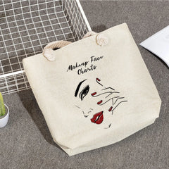 Thick Rope Tote Bags with Lips Print Shoulder Design