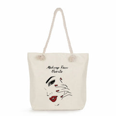 Thick Rope Tote Bags with Lips Print Shoulder Design