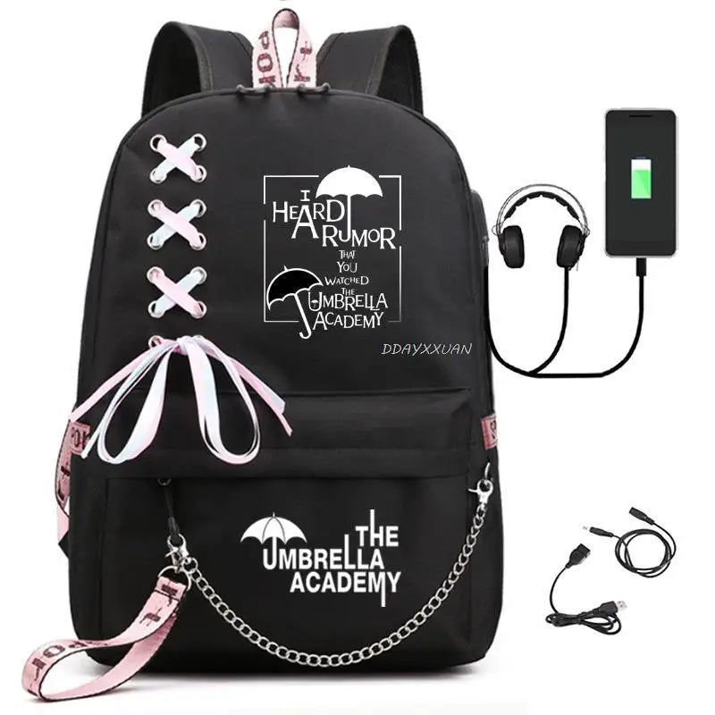 Umbrella Academy USB Backpack Laptop Rucksack School Bag