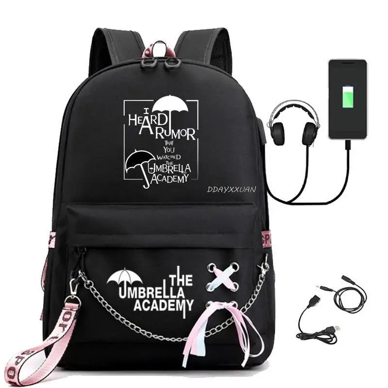 Umbrella Academy USB Backpack Laptop Rucksack School Bag