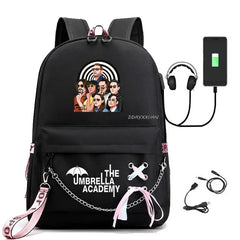 Umbrella Academy USB Backpack Laptop Rucksack School Bag