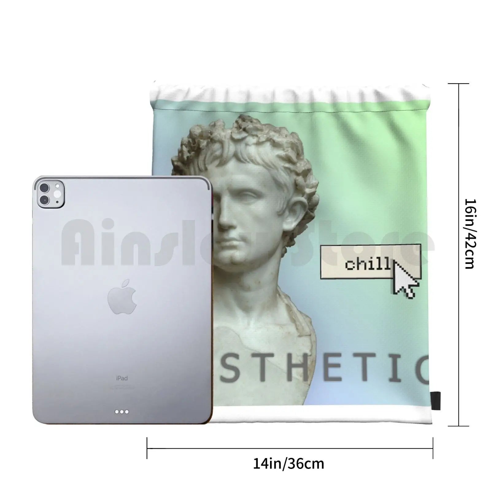Vaporwave Backpack Drawstring Gym Bag Waterproof Music Pastel