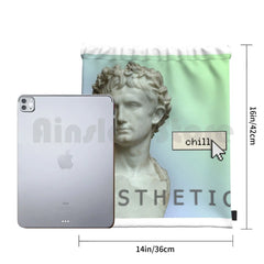Vaporwave Backpack Drawstring Gym Bag Waterproof Music Pastel