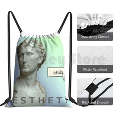 Vaporwave Backpack Drawstring Gym Bag Waterproof Music Pastel