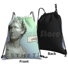 Vaporwave Backpack Drawstring Gym Bag Waterproof Music Pastel