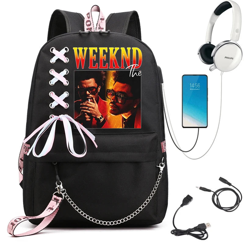 The Weeknd Schoolbags Girls Boys Backpack Harajuku High-capacity Backpacks