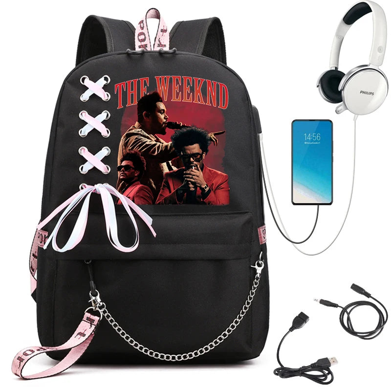 The Weeknd Schoolbags Girls Boys Backpack Harajuku High-capacity Backpacks