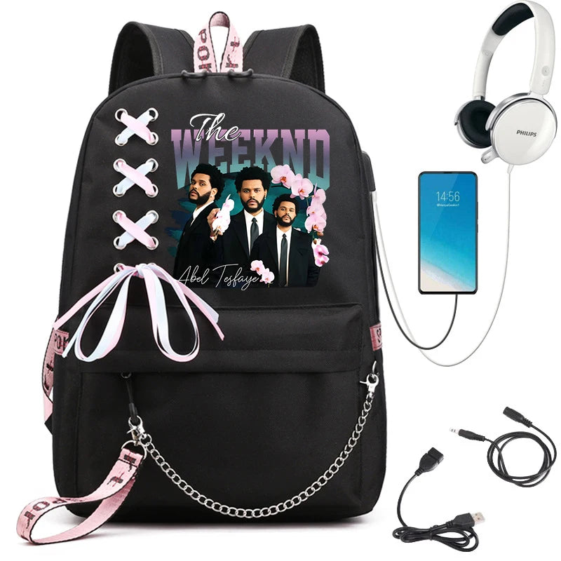 The Weeknd Schoolbags Girls Boys Backpack Harajuku High-capacity Backpacks