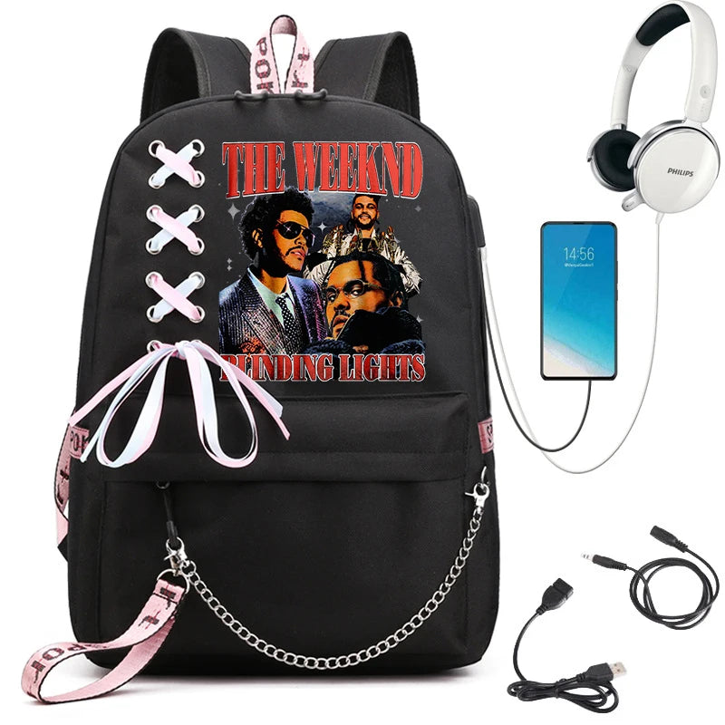 The Weeknd Schoolbags Girls Boys Backpack Harajuku High-capacity Backpacks