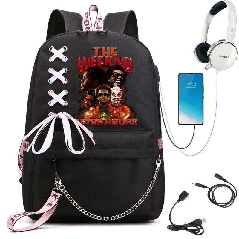 The Weeknd Schoolbags Girls Boys Backpack Harajuku High-capacity Backpacks