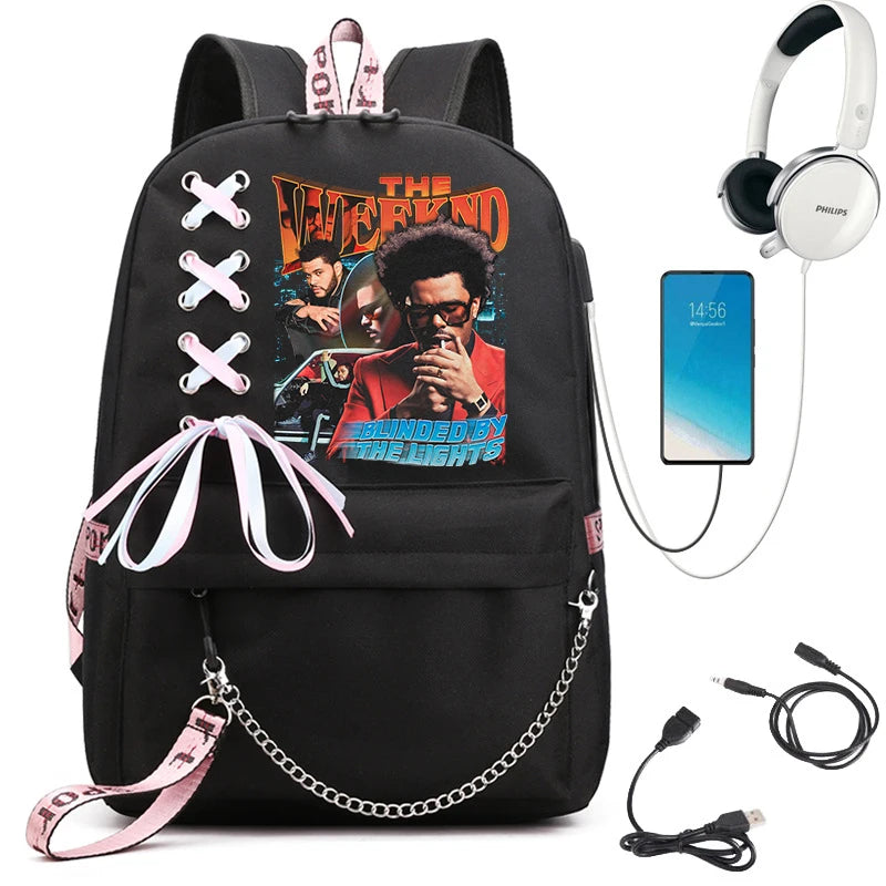 The Weeknd Schoolbags Girls Boys Backpack Harajuku High-capacity Backpacks