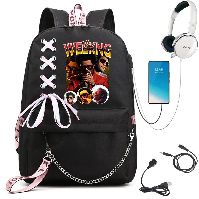 The Weeknd Teenager Backpacks Hot Vintage Schoolbags Girls Boys Harajuku