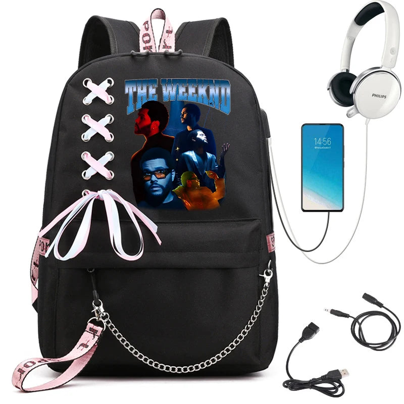 The Weeknd Teenager Backpacks Hot Vintage Schoolbags Girls Boys Harajuku