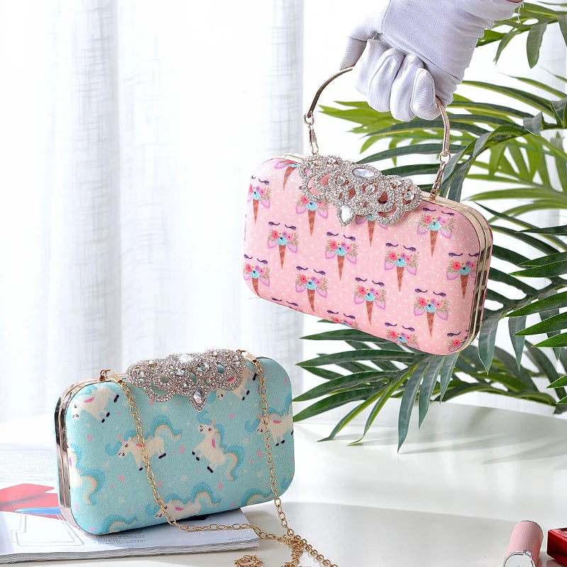 Rhinestone Cartoon Pu Evening Clutch Handbag