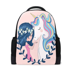 Maiden & Unicorn Backpack for Teens Polyester Book Bag