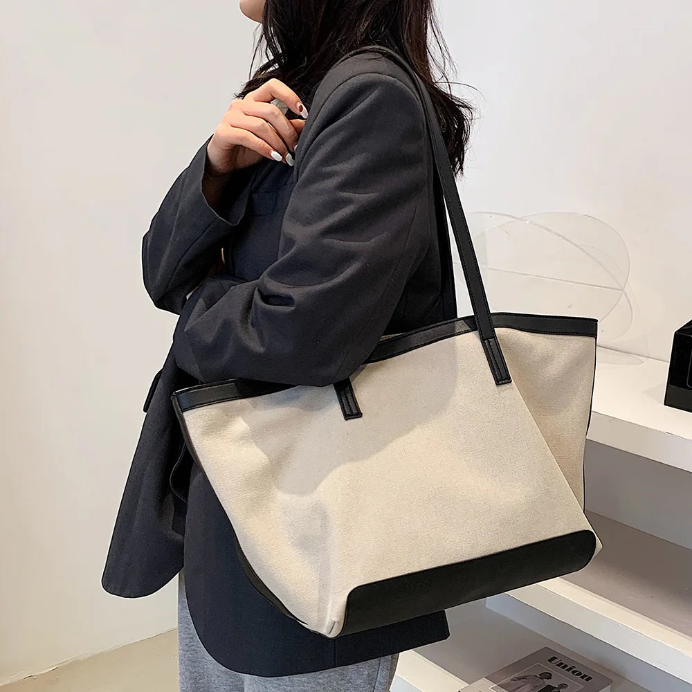High-Capacity Canvas Shoulder Bag for Students