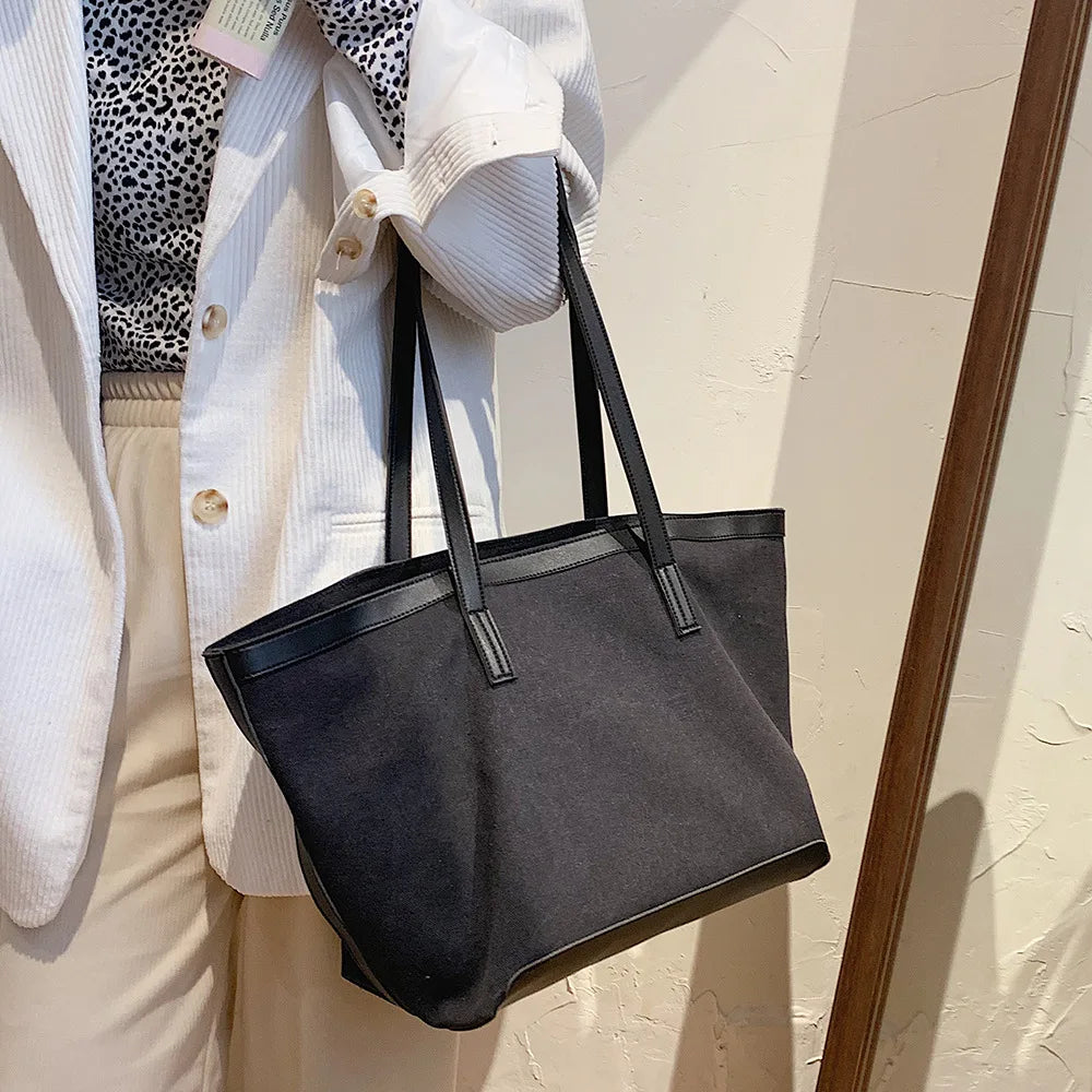 High-Capacity Canvas Shoulder Bag for Students