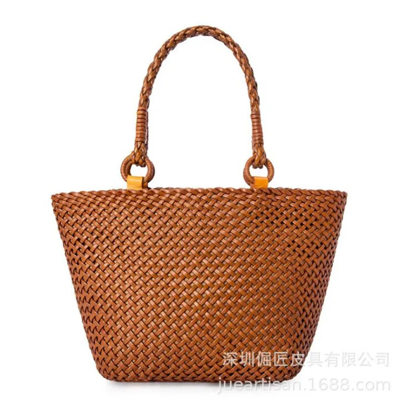 Vintage Leather Weave Shoulder Bag
