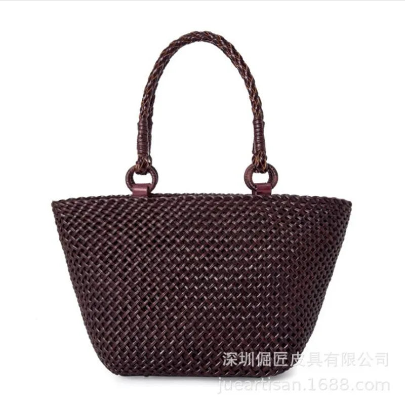 Vintage Leather Weave Shoulder Bag