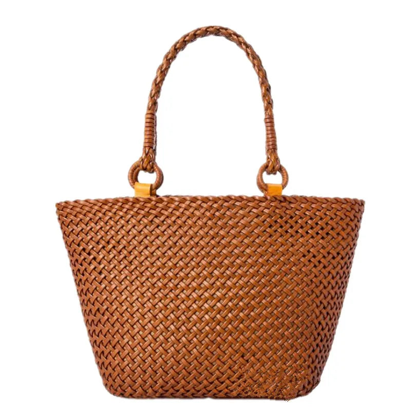 Vintage Leather Weave Shoulder Bag