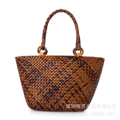 Vintage Leather Weave Shoulder Bag