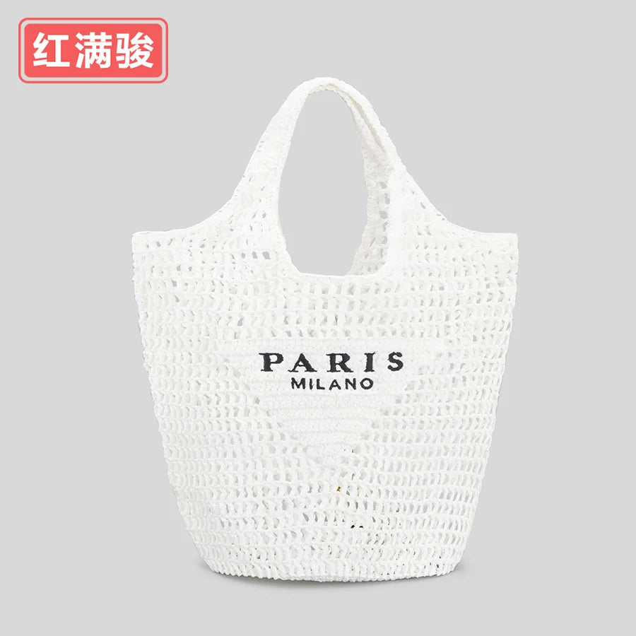 Hand Woven Knitted Bag Large Capacity Hollow Out Handbag