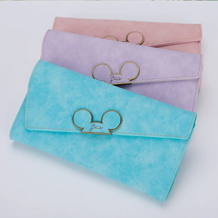 Frosted Long Wallet QQ Mouse Inclined Cover Wallet 3 Fold Women's Long Wallet