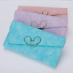 Frosted Long Wallet QQ Mouse Inclined Cover Wallet 3 Fold Women's Long Wallet