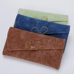 Frosted Long Wallet QQ Mouse Inclined Cover Wallet 3 Fold Women's Long Wallet