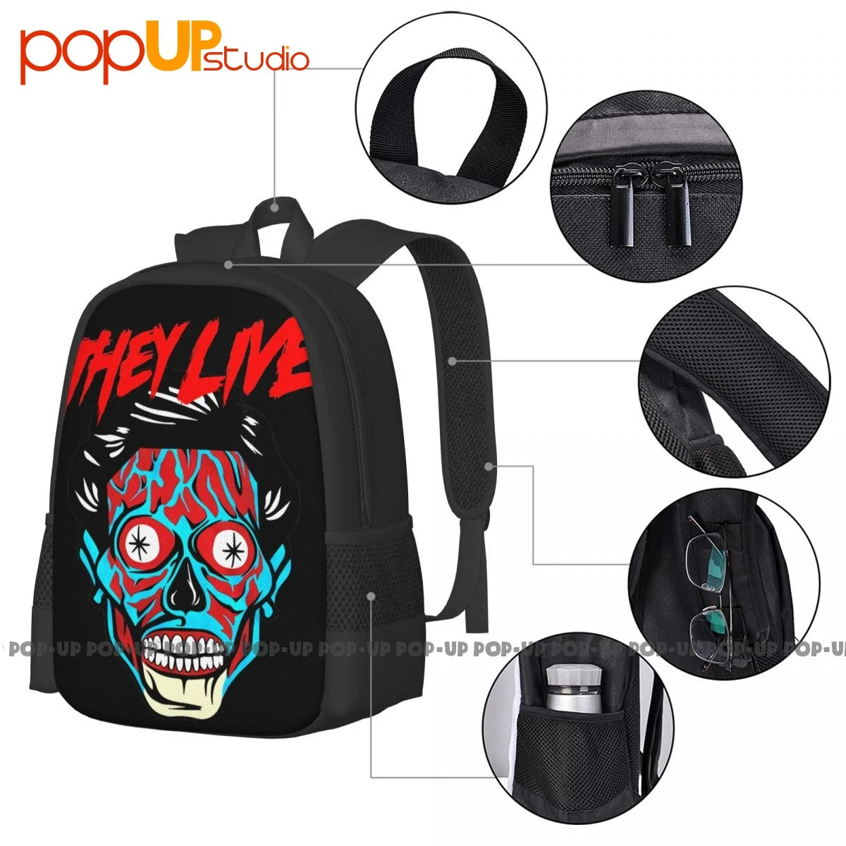 They Live Alien Face Horror Movie 80S Film John Nada Carp Backpack