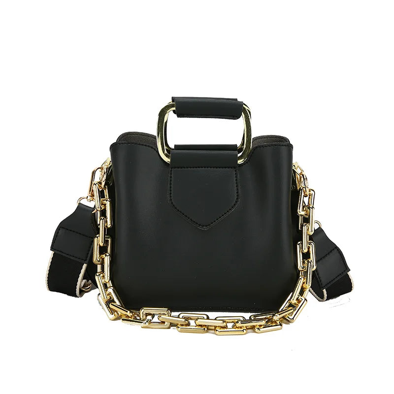 Thick Chain Women's PU Leather Crossbody Bag Short Handle Shoulder Purse Handbag