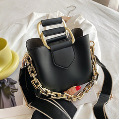 Thick Chain Women's PU Leather Crossbody Bag Short Handle Shoulder Purse Handbag