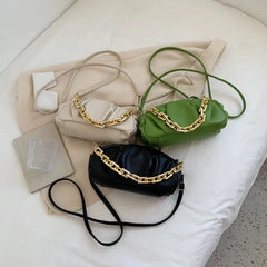 Thick Chain Small PU Leather Crossbody Shoulder Bags For Women