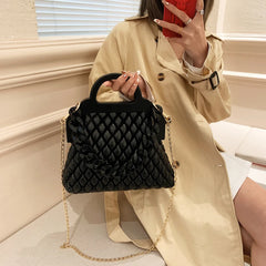 Padded Shoulder Crossbody Bag with Wooden Handle - Women Handbags