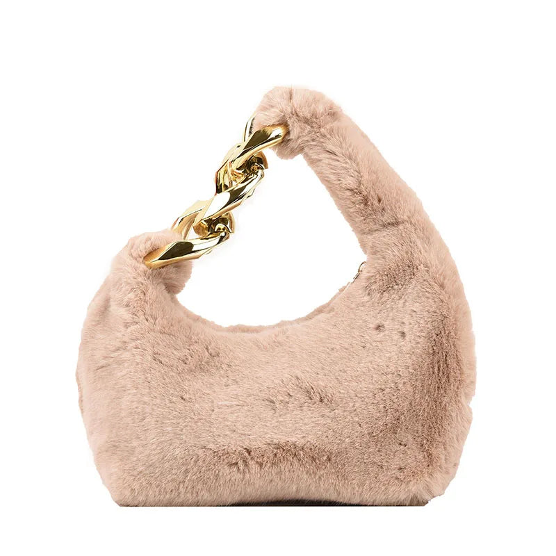 Plush Tote Bags Faux Fur Lady Shoulder Bag Female Winter Purses