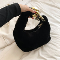 Plush Tote Bags Faux Fur Lady Shoulder Bag Female Winter Purses