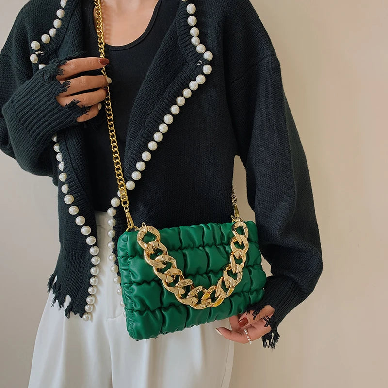 Thick Chain Shoulder Bag for Women Clutch Purse High Crossbody B