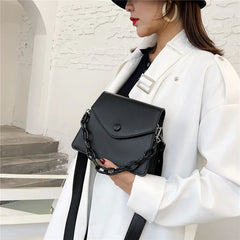 Thick Chain Handbags Solid Small Pu Leather Crossbody Shoulder Bags for Women