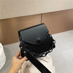 Thick Chain Handbags Solid Small Pu Leather Crossbody Shoulder Bags for Women