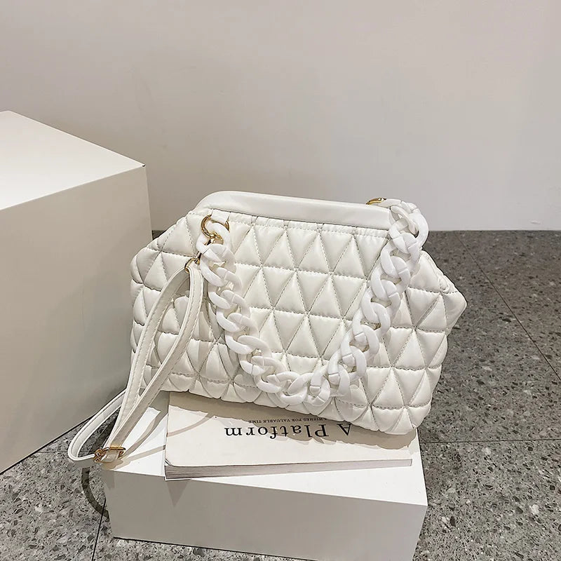 Thick Chain Bag Women Spring Purse And Handbags Small PU Leather Shoulder Bags C