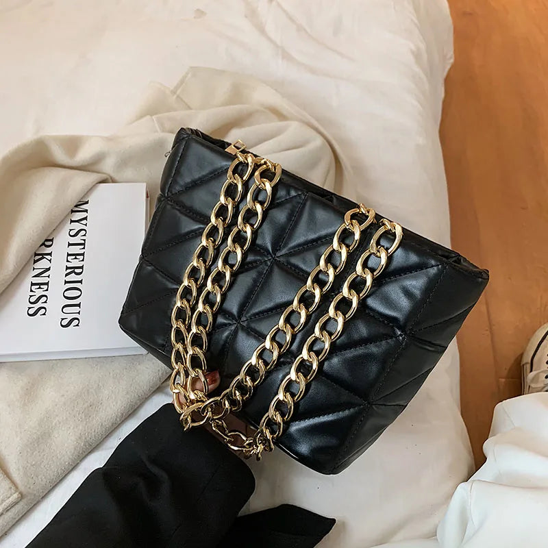 Thick Chain PU Leather Shoulder Bags for Women