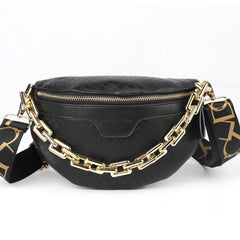 Chain Women Fanny Pack Leather Waist Bag Shoulder Crossbody Chest Bags